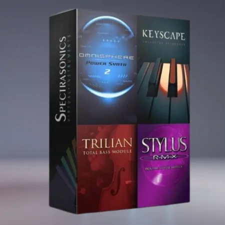 Download Spectrasonics Instruments Bundle featuring Omnisphere 2.8, Keyscape, Trilian, and Stylus RMX – Premium VST collection for professional music production.